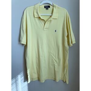 Vintage Y2K 1990s Yellow Polo Ralph Lauren Cotton Polo Shirt Size XL | Preppy